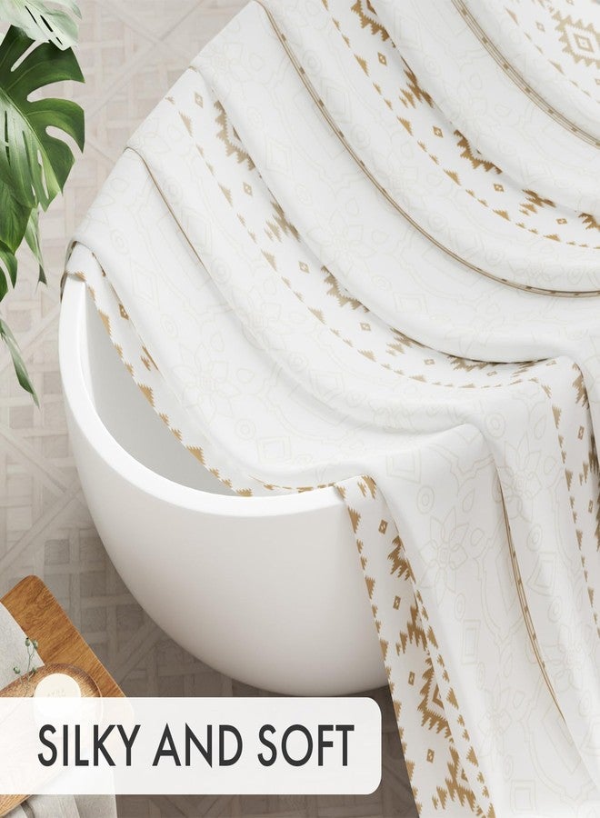 AmazerBath Boho Shower Curtain, Boho Cloth Shower Curtain with 12 Hooks, Hotel Quality Washable Rustic Farmhouse Polyester Fabric Bathroom Shower Curtain Set, 72x72 Inches - Image 2