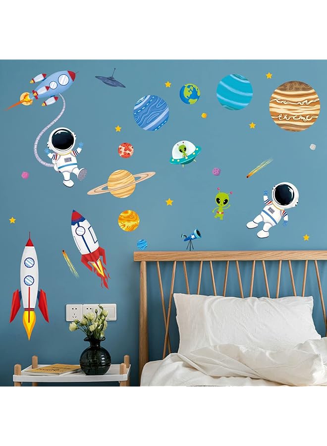 إيروريكس ملصقات حائط الفضاء الخارجي، ملصقات حائط رواد الفضاء، غرفة نوم الأطفال، غرفة نوم الأولاد، ديكور حائط غرفة اللعب - Image 3