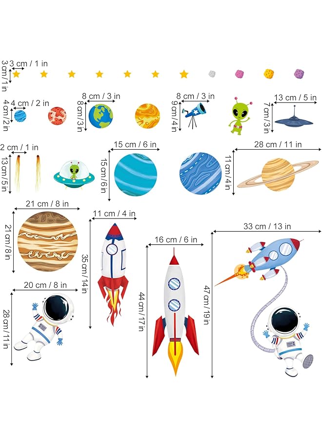 إيروريكس ملصقات حائط الفضاء الخارجي، ملصقات حائط رواد الفضاء، غرفة نوم الأطفال، غرفة نوم الأولاد، ديكور حائط غرفة اللعب - Image 4