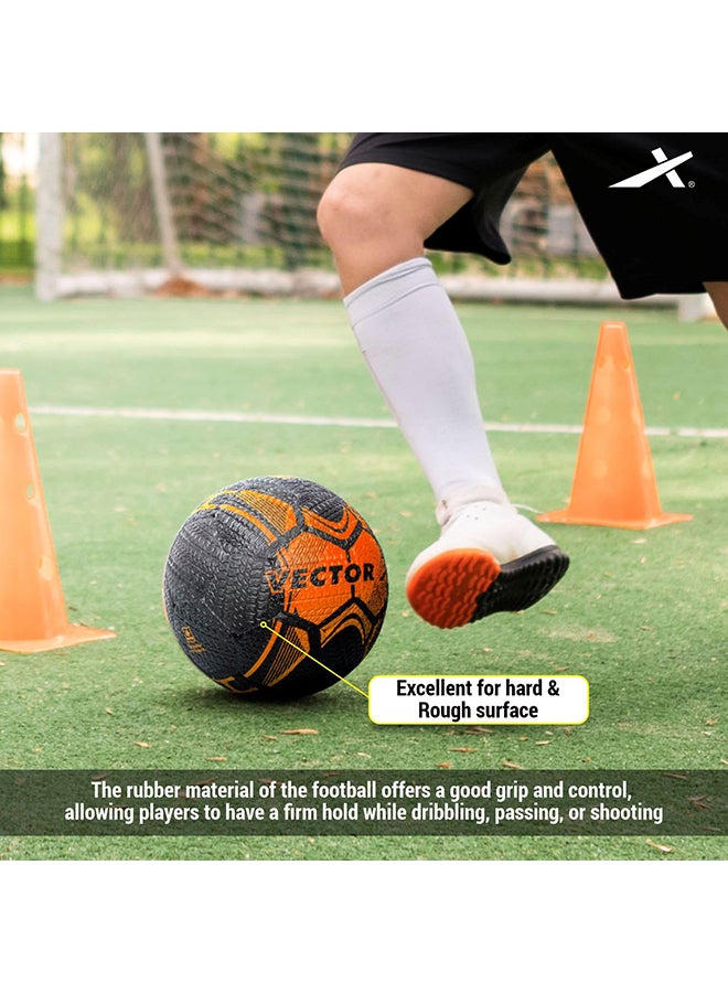 Vector X Size 5 Street Soccer Football for All Surfaces – High Bounce & Speed, Rubberized Outer, Durable Molded Rubber, Training Ball for Kids & Adults – Orange Black - Image 4