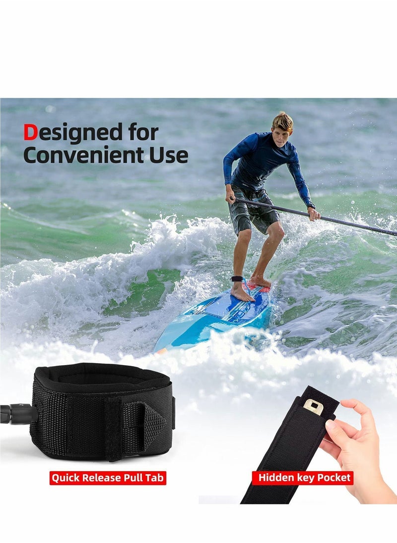 Y&D - Premium Coil SUP Leash, 10 ft Coiled Paddle Board Leashes, 7.2mm Thick Legrope Strap for Longboard Surfboards, Stand-up Paddleboards, iSUP Replacement Leg Rope - Image 1