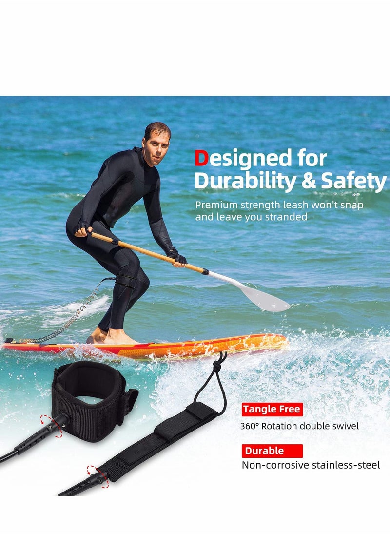Y&D - Premium Coil SUP Leash, 10 ft Coiled Paddle Board Leashes, 7.2mm Thick Legrope Strap for Longboard Surfboards, Stand-up Paddleboards, iSUP Replacement Leg Rope - Image 1