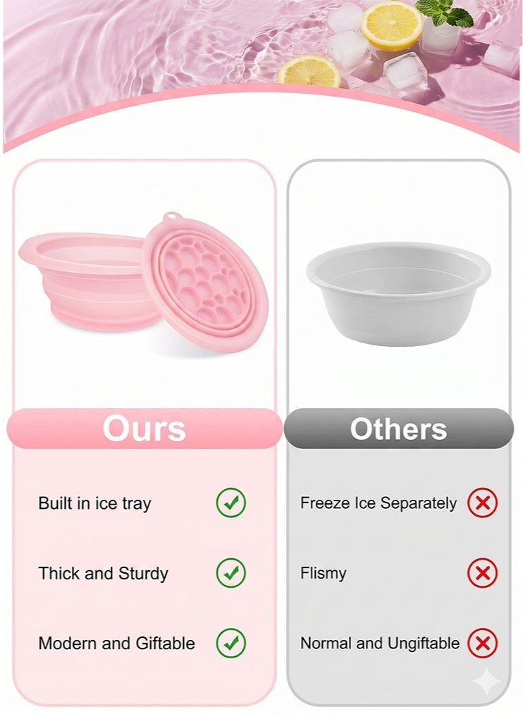 meayul Silicone Ice Face Bowl, Face Bowl for Ice, Foldable Ice Bath Facebowl with Built-In Icetray, Collapsible Quick Cooling Facial Washing Basin for Portable Cold Therapy Skincare Tool for Puffiness Relief, Tighten Pores & Refresh Skin, Reusable Dunking Basin for Home, Travel - Image 4