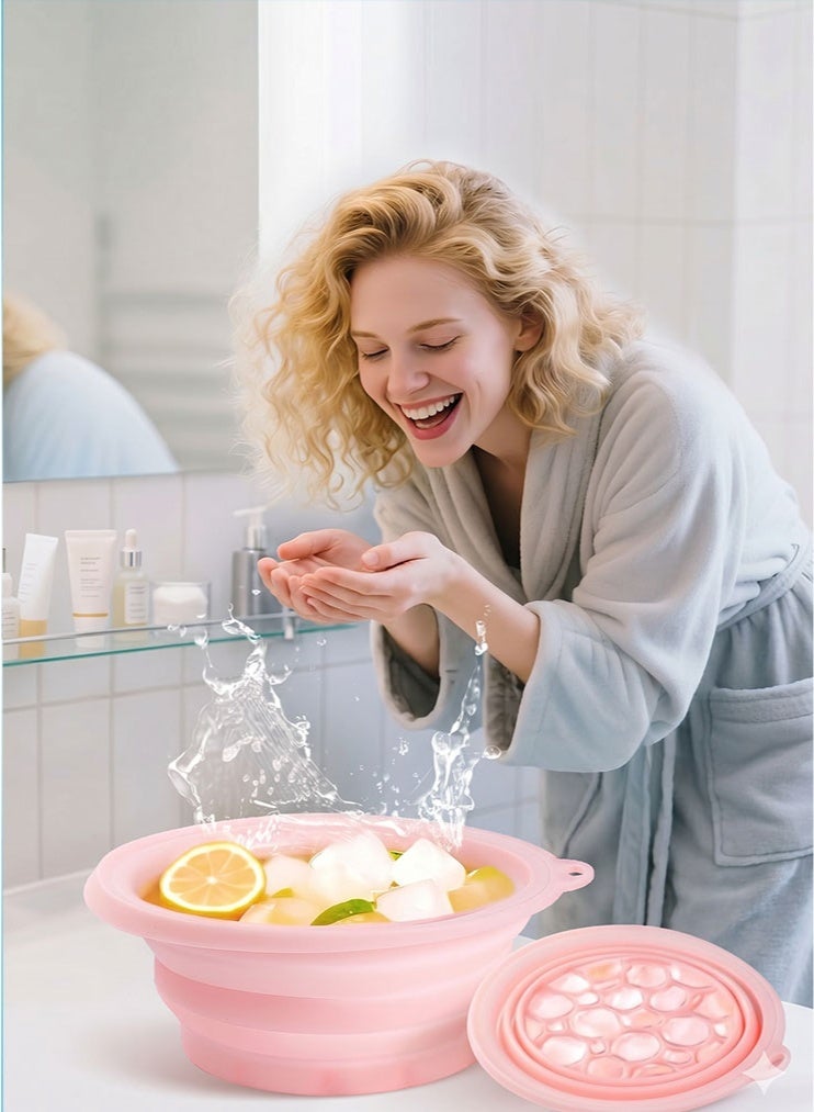 meayul Silicone Ice Face Bowl, Face Bowl for Ice, Foldable Ice Bath Facebowl with Built-In Icetray, Collapsible Quick Cooling Facial Washing Basin for Portable Cold Therapy Skincare Tool for Puffiness Relief, Tighten Pores & Refresh Skin, Reusable Dunking Basin for Home, Travel - Image 1