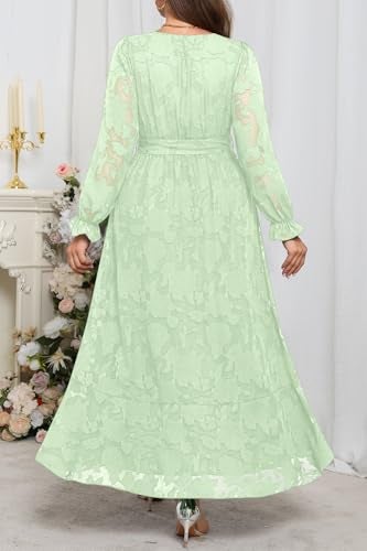 Talisea Sage Green Dress Plus Size Wedding Guest Easter Fall Semi Formal Floral Long Sleeve Wrap High Low Maxi Dresses Women - Image 4
