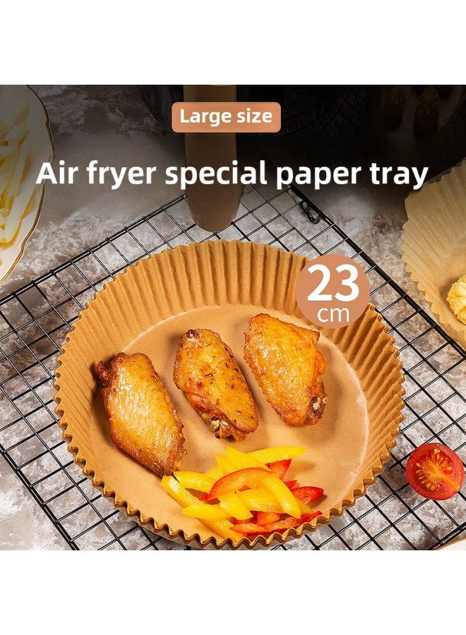 23CM Large Air Fryer Special Paper Baking Tray Oil-absorbing Paper Pad Paper Household Food Silicone Oil Paper Baking Thickened-Size:40g OPP 23cm*4.5cm 50  - Image 2