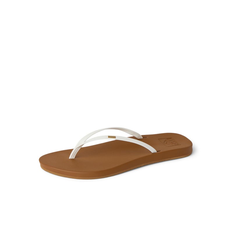 Reef Cushion Slim Womens Flip Flop, Super Lightweight, Ultra Soft Cushion Footbed, White/Tan, 8 - Image 1