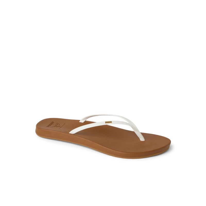 Reef Cushion Slim Womens Flip Flop, Super Lightweight, Ultra Soft Cushion Footbed, White/Tan, 8 - Image 3