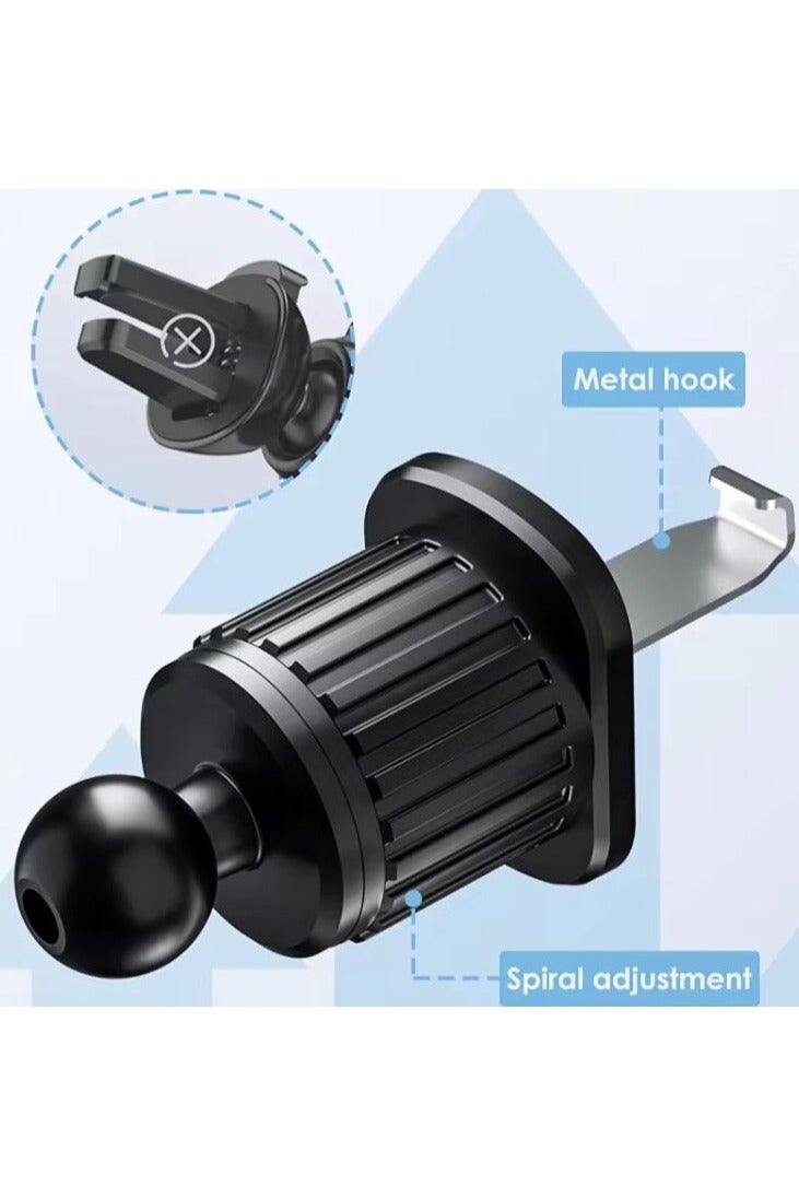 Universal Car Phone Holder, Car Mount, 360° Adjustable for Air Vent, One-Button Release, Metal Hook , Hands Free – Black - Image 3