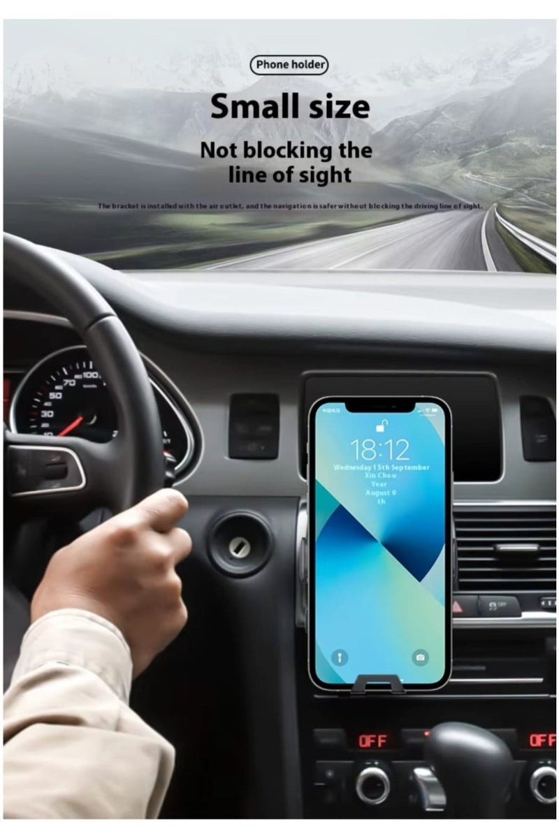 Universal Car Phone Holder, Car Mount, 360° Adjustable for Air Vent, One-Button Release, Metal Hook , Hands Free – Black - Image 4