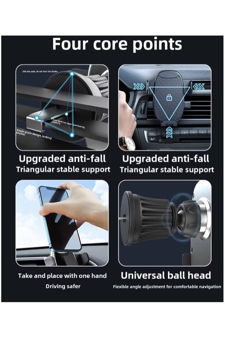Universal Car Phone Holder, Car Mount, 360° Adjustable for Air Vent, One-Button Release, Metal Hook , Hands Free – Black - Image 2