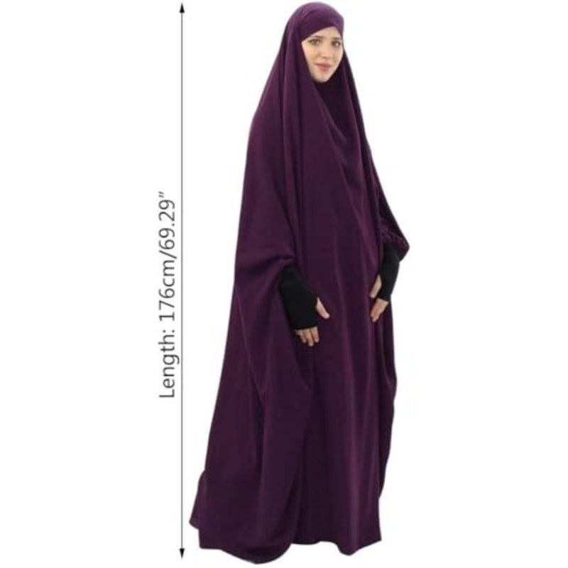 Muslim Plain Women's Loose One-Piece Prayer Dress Full Cover Hooded Islamic Abaya Kaftan with Hijab Conservative Clothing Prayer Dress Ramadan for Ethnic, Evening, Party - Image 4