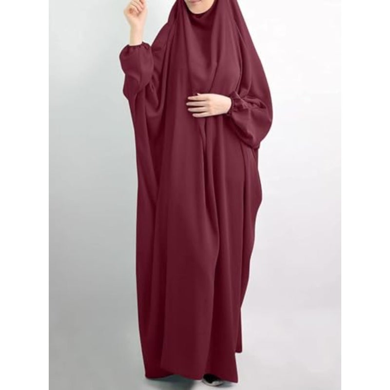 Muslim Plain Women's Loose One-Piece Prayer Dress Full Cover Hooded Islamic Abaya Kaftan with Hijab Conservative Clothing Prayer Dress Ramadan for Ethnic, Evening, Party - Image 3