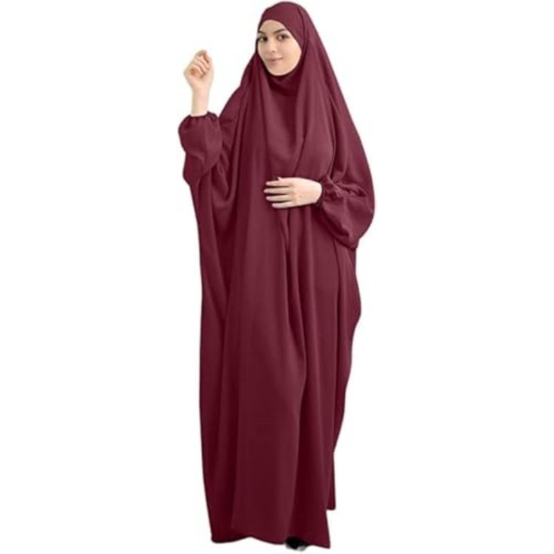 Muslim Plain Women's Loose One-Piece Prayer Dress Full Cover Hooded Islamic Abaya Kaftan with Hijab Conservative Clothing Prayer Dress Ramadan for Ethnic, Evening, Party - Image 1