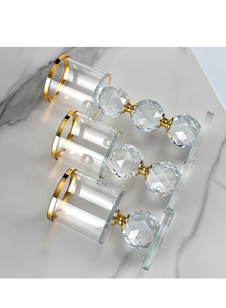 XiuWoo Set of 3 Crystal Candle Stick Holders Stand Coffee Table Living and Dinning Room Candlestick, Candlelit Dinner Photo Props, Table Centerpieces for Buring Candles, Party and Home Decoration - Image 4
