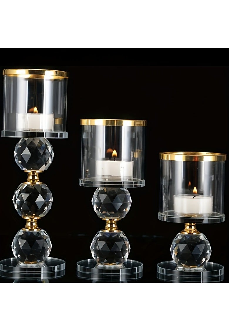 XiuWoo Set of 3 Crystal Candle Stick Holders Stand Coffee Table Living and Dinning Room Candlestick, Candlelit Dinner Photo Props, Table Centerpieces for Buring Candles, Party and Home Decoration - Image 5