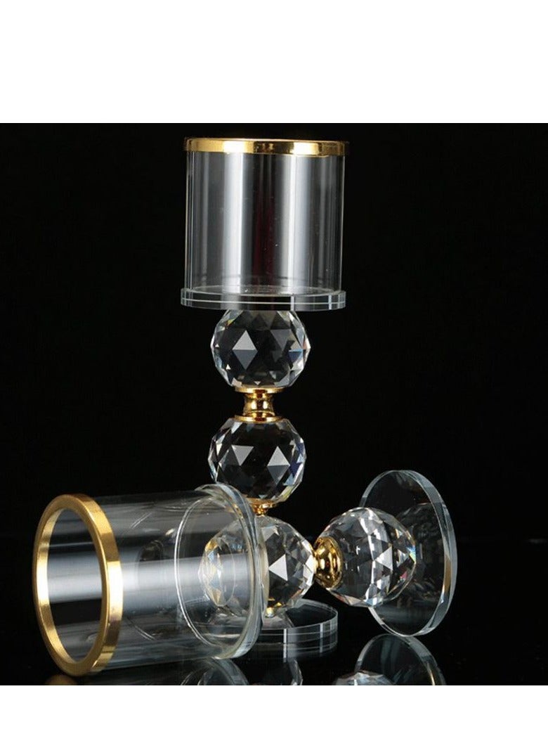 XiuWoo Set of 3 Crystal Candle Stick Holders Stand Coffee Table Living and Dinning Room Candlestick, Candlelit Dinner Photo Props, Table Centerpieces for Buring Candles, Party and Home Decoration - Image 3