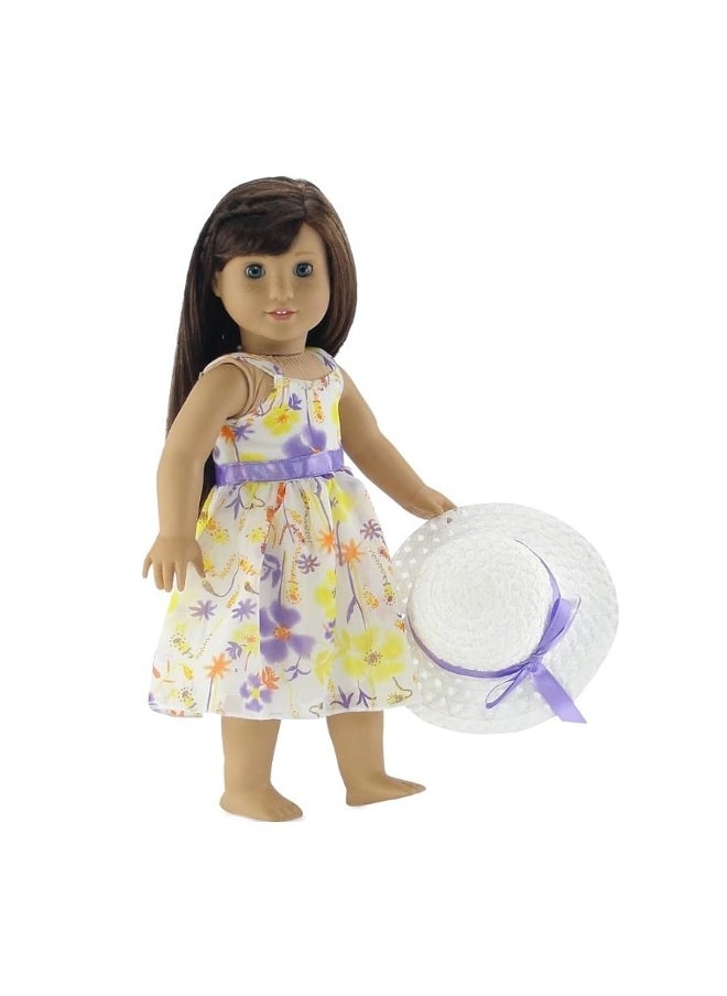 Emily Rose Emily Rose 18 Inch Doll Clothes Gorgeous Floral Spring Summer 18-in Chifon Doll Dress Outfit Gift Set Toy for Kids Girls - Includes White Doll Hat 18-in Doll Accessory | Fits Most 18" Dolls  - Image 2