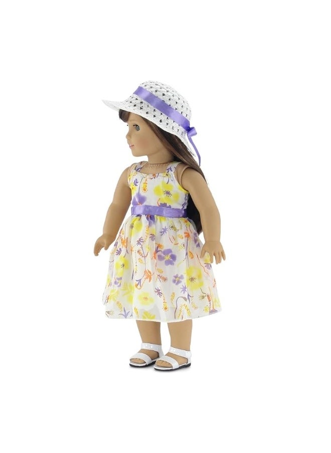 Emily Rose Emily Rose 18 Inch Doll Clothes Gorgeous Floral Spring Summer 18-in Chifon Doll Dress Outfit Gift Set Toy for Kids Girls - Includes White Doll Hat 18-in Doll Accessory | Fits Most 18" Dolls  - Image 4