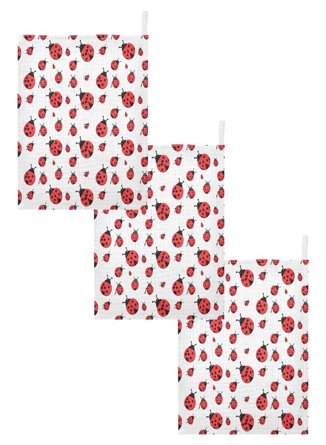 YETTASBIN Ladybugs Muslin Baby Hand Washcloths, Soft Cotton Bath Face Towel, 4 Layers Extra Absorbent Feeding Burp Cloth for Newborn Infant, 5 Pack - Image 2