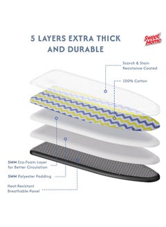 Sweet Home Ironing Board with Adjustable Height Mechanism Heat Resistant Foldable Ironing Board Cotton Cover Freestanding Heavy-Duty Non Slip Legs for Home, Laundry Room or Dormitory Use  - Image 5