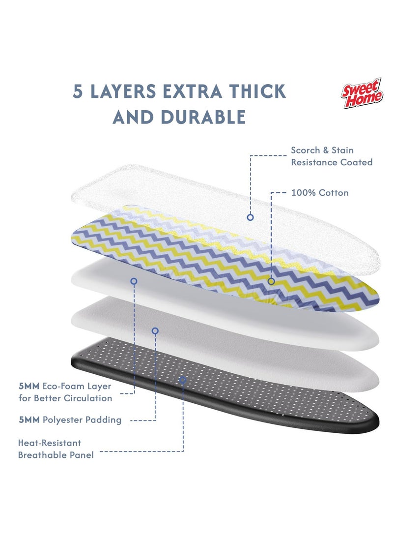 Sweet Home Ironing Board with Adjustable Height Mechanism Heat Resistant Foldable Ironing Board Cotton Cover Freestanding Heavy-Duty Non Slip Legs for Home, Laundry Room or Dormitory Use  - Image 5