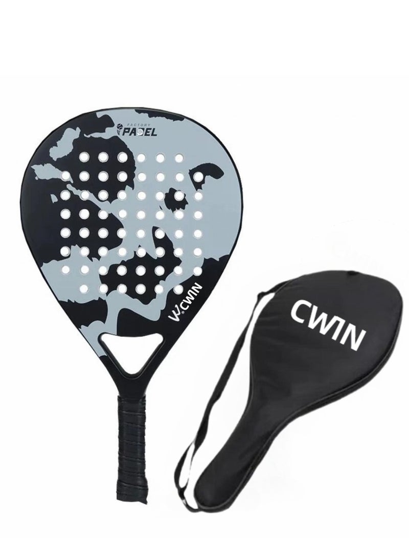 Generic 【EXCLUSIVE】Pro Carbon Fiber Padel Racket – Ultra-Light EVA Core & Advanced Shock Absorption | Premium Grey/White Design for Tennis & Beach Sports  - Image 1