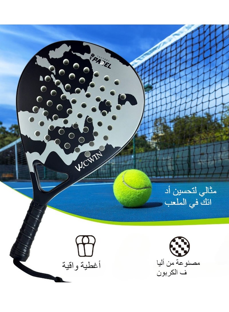 Generic 【EXCLUSIVE】Pro Carbon Fiber Padel Racket – Ultra-Light EVA Core & Advanced Shock Absorption | Premium Grey/White Design for Tennis & Beach Sports  - Image 2