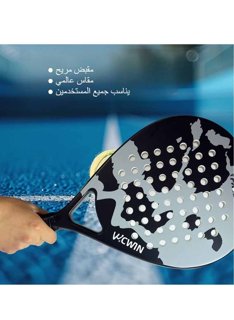 Generic 【EXCLUSIVE】Pro Carbon Fiber Padel Racket – Ultra-Light EVA Core & Advanced Shock Absorption | Premium Grey/White Design for Tennis & Beach Sports  - Image 4
