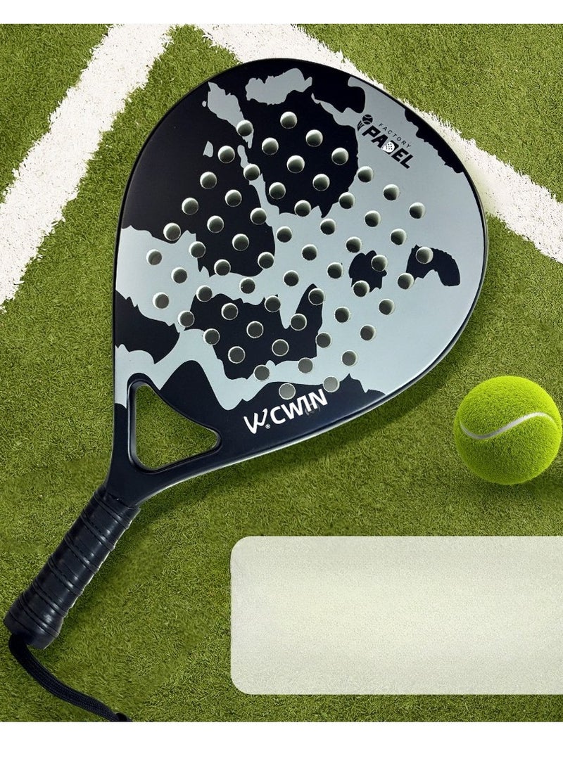 Generic 【EXCLUSIVE】Pro Carbon Fiber Padel Racket – Ultra-Light EVA Core & Advanced Shock Absorption | Premium Grey/White Design for Tennis & Beach Sports  - Image 3