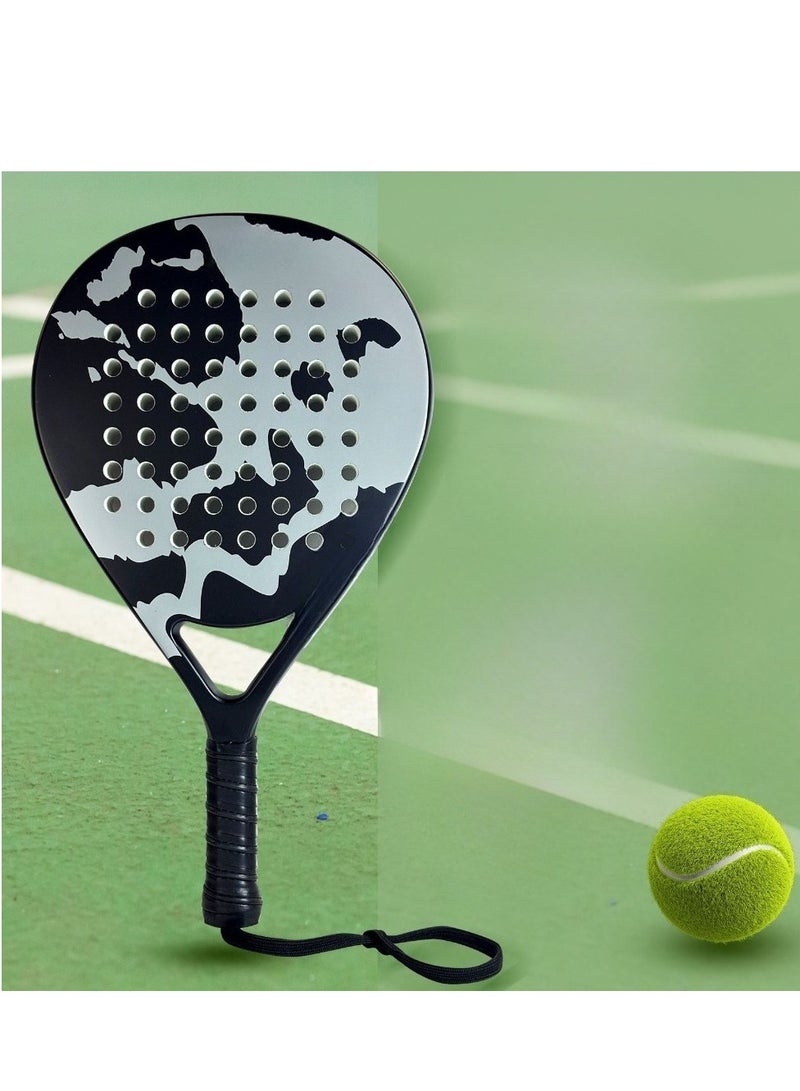 【حصري】 راكيت بادل من ألياف الكربون المحترفة - قلب إيفا خفيف جدًا وامتصاص صدمات PRO | تصميم مميز باللونين الرمادي والأبيض للتنس والشاطئ - Image 5