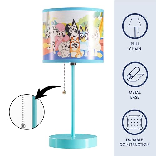 Idea Nuova Bluey Table Lamp for Kids,Stick Lamp with Printed Shade & Pull Chain,Bedroom or Nursery Nightstand Lighting,Official Bluey Merchandise - Image 4