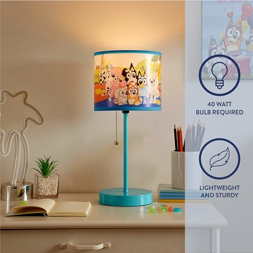 Idea Nuova Bluey Table Lamp for Kids,Stick Lamp with Printed Shade & Pull Chain,Bedroom or Nursery Nightstand Lighting,Official Bluey Merchandise - Image 3