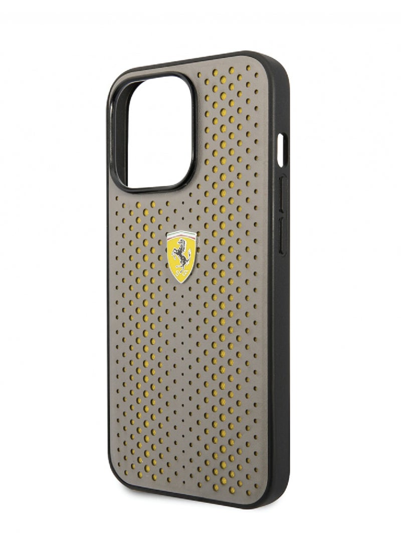Ferrari Ferrari PU Leather Perforated Case With Nylon Base & Yellow Shield Logo For iPhone 14 Plus - Yellow [ FEHCP14MRHOY ]  - Image 3