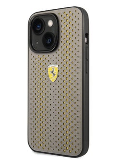 Ferrari Ferrari PU Leather Perforated Case With Nylon Base & Yellow Shield Logo For iPhone 14 Plus - Yellow [ FEHCP14MRHOY ]  - Image 5