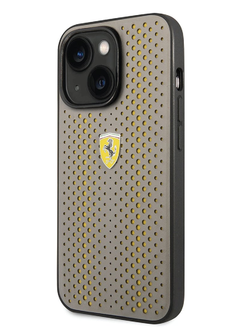 Ferrari Ferrari PU Leather Perforated Case With Nylon Base & Yellow Shield Logo For iPhone 14 Plus - Yellow [ FEHCP14MRHOY ]  - Image 5