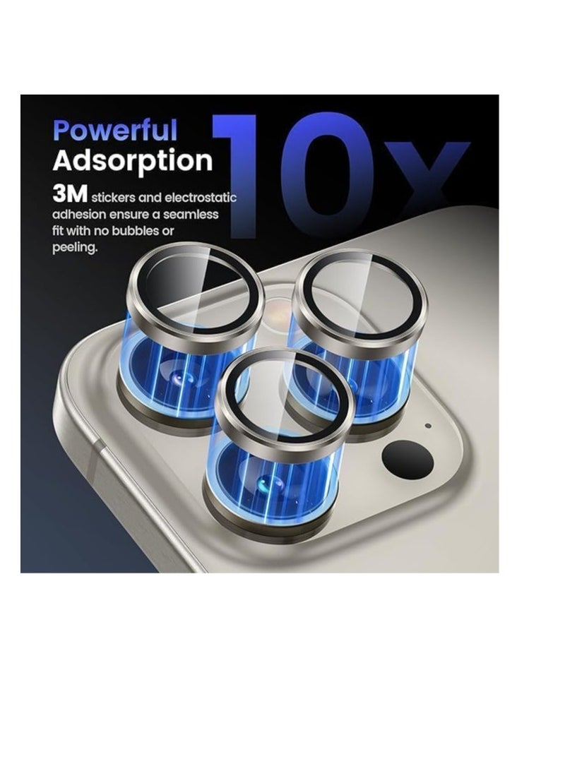 Phone 16 Pro and iPhone 16 Pro Max Camera Glass Lens Protective Ring Set - Desert Titanium  - Image 2