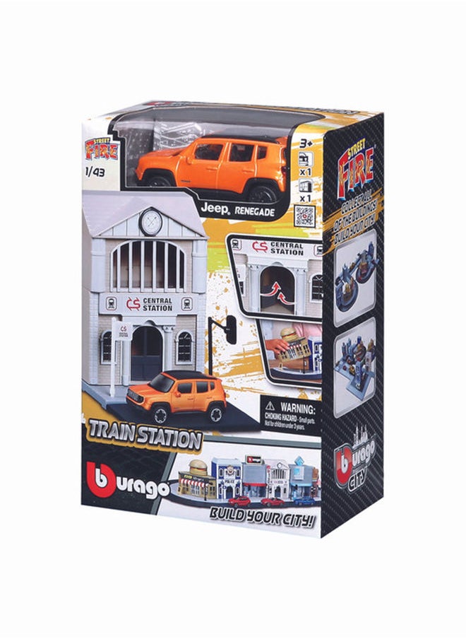 Bburago 1:43 Street Fire Bburago City Train Station Incl. 1 Car Assorted Style May Vary  - Image 3