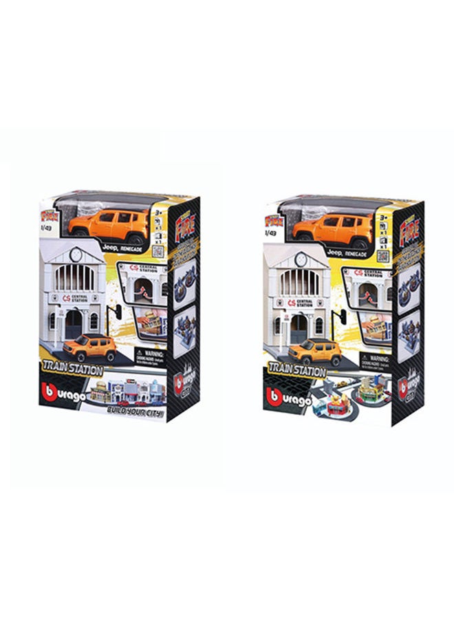 Bburago 1:43 Street Fire Bburago City Train Station Incl. 1 Car Assorted Style May Vary  - Image 2