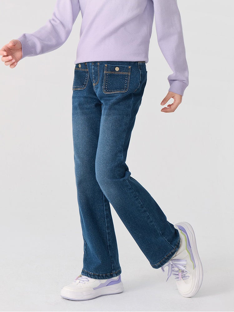 بالابالا بنطلون جينز بمسحات باهتة للبنات - Image 2