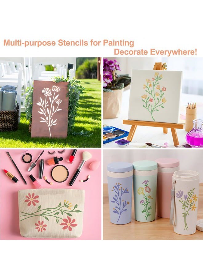 Felixcraft Flower Stencils for Painting, 18PCS 6x3 Inch Stencils for Crafts Reusable, Floral Stencils for Painting on Wood Wall Canvas, Drawing Templates for DIY Projects & Home Decor - Image 3