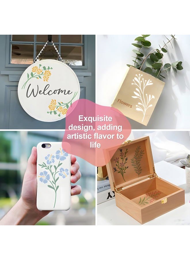 Felixcraft Flower Stencils for Painting, 18PCS 6x3 Inch Stencils for Crafts Reusable, Floral Stencils for Painting on Wood Wall Canvas, Drawing Templates for DIY Projects & Home Decor - Image 4