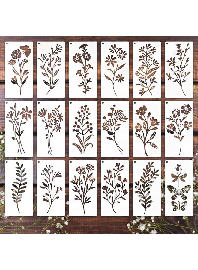 Felixcraft Flower Stencils for Painting, 18PCS 6x3 Inch Stencils for Crafts Reusable, Floral Stencils for Painting on Wood Wall Canvas, Drawing Templates for DIY Projects & Home Decor - Image 1