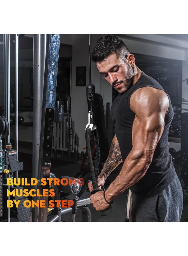 إيرغونومية Tricep حبل كابل مرفق للصالة الرياضية - مكافحة الانزلاق 36 "Tricep حبل سحب أسفل المرفق قبضة مطاطية فريدة من نوعها لدعم النخيل الكامل ، نظام البكرة LAT مرفقات آلة الكابلات السحب - Image 5