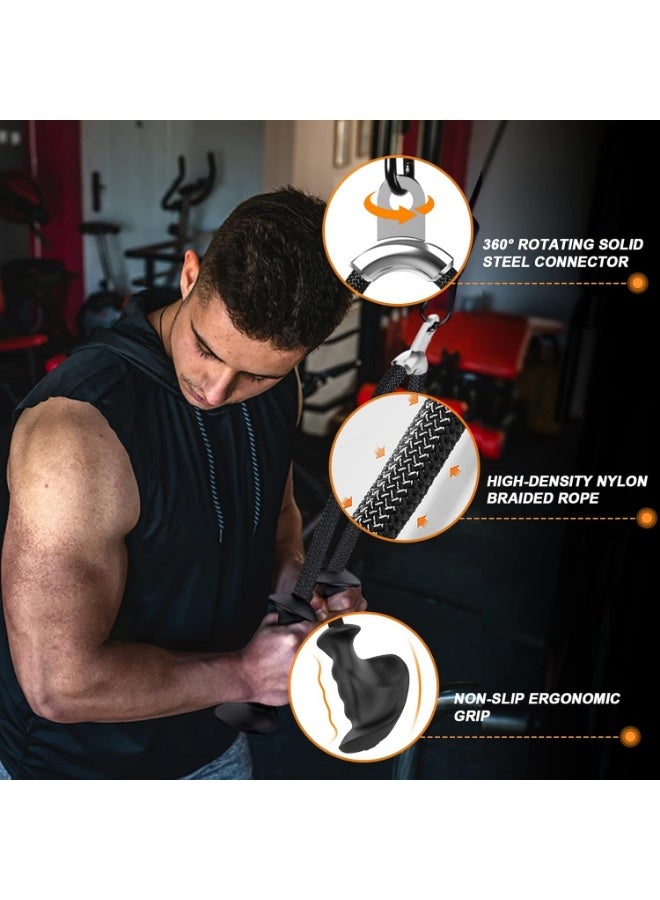 إيرغونومية Tricep حبل كابل مرفق للصالة الرياضية - مكافحة الانزلاق 36 "Tricep حبل سحب أسفل المرفق قبضة مطاطية فريدة من نوعها لدعم النخيل الكامل ، نظام البكرة LAT مرفقات آلة الكابلات السحب - Image 3
