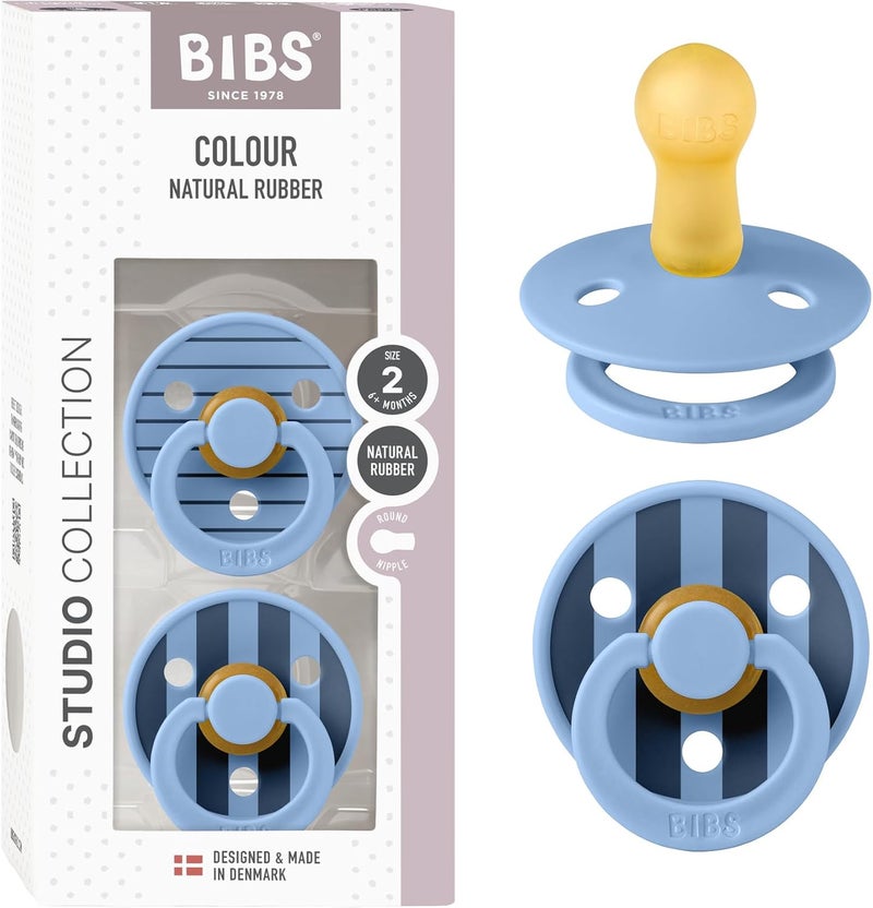 BIBS Studio Colour 2 Pack Natural Rubber Pacifiers - Image 1