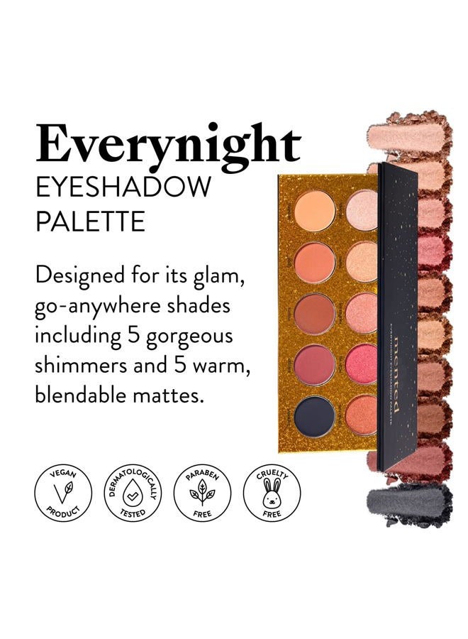 Mented Cosmetics Eyeshadow Palette Nude and Dark Eyeshadows, Vegan, Paraben-Free Cruelty-Free Makeup, Made in USA, Neutral and Dark Glam Eyeshadow, 17g/0.63oz, 10 Pan, Everynight - Image 2