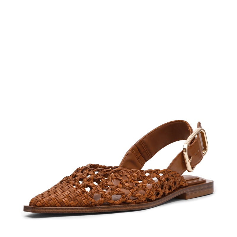 Steve Madden Womens Shay Ballet Flat Cognac Woven 8 - Image 2