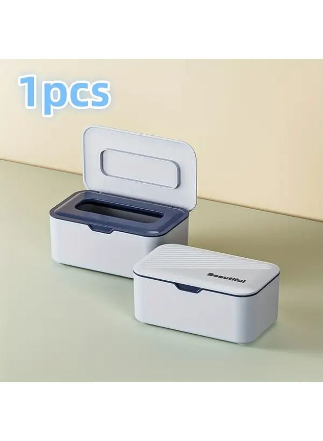 Large Capacity Blue Pull Out Tissue Box With Dustproof Seal For Dry Wet Wipes - Image 1