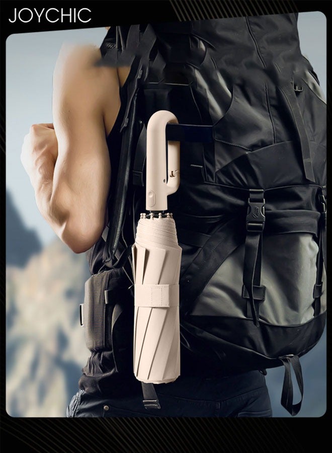 Joychic مظلة قابلة للطي مع مشبك حلقي أوتوماتيكي خفيفة الوزن 10 عوارض مظلة سفر محمولة للمطر في الهواء الطلق - Image 1